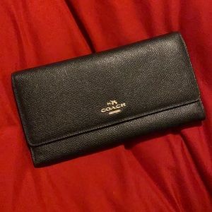 Black coach trifold wallet